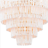 Waterfall White Beaded & Rattan Chandelier - Chandelier Close Up | Bone & Brass