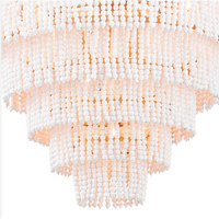 Coastal Living Waterfall White Beaded & Rattan Chandelier