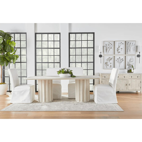 Rachel Pine White Wash Dining Table - Table Side View | Bone & Brass