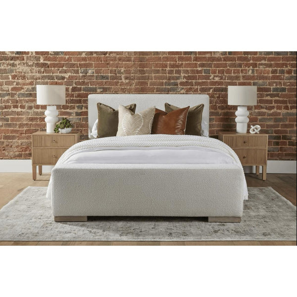 Warren Snow Boucle Bed - Bed Side View | Bone & Brass