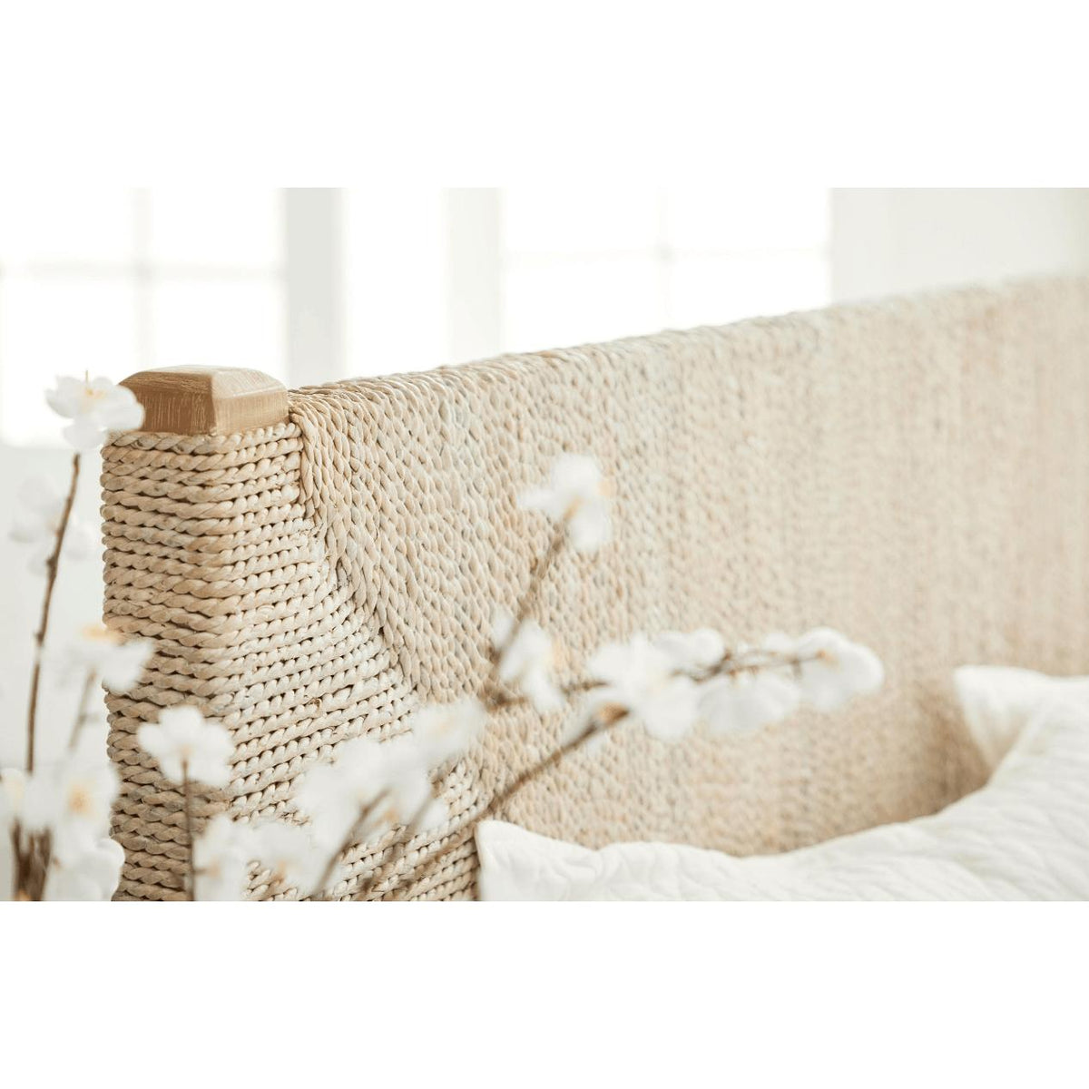Mia White Wash Rope Bed - Bed Frame Detail | Bone & Brass