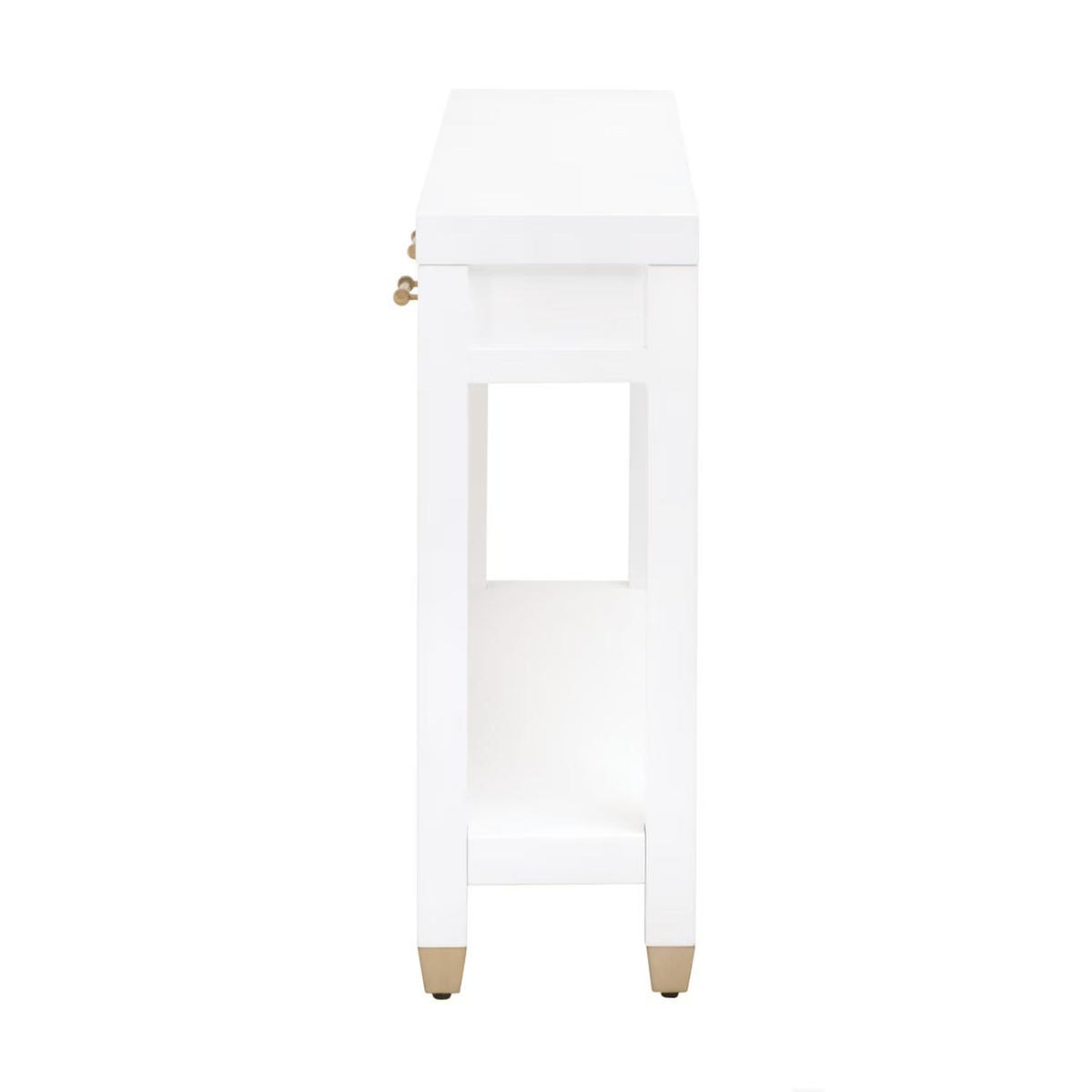 Stella Matte White Narrow Console Table - Table Top View | Bone & Brass