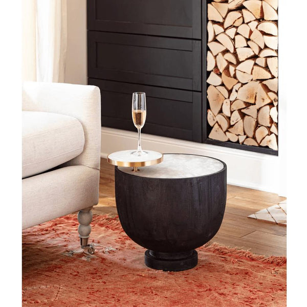 Theo Accent Table Ebony - Table Side View | Bone & Brass