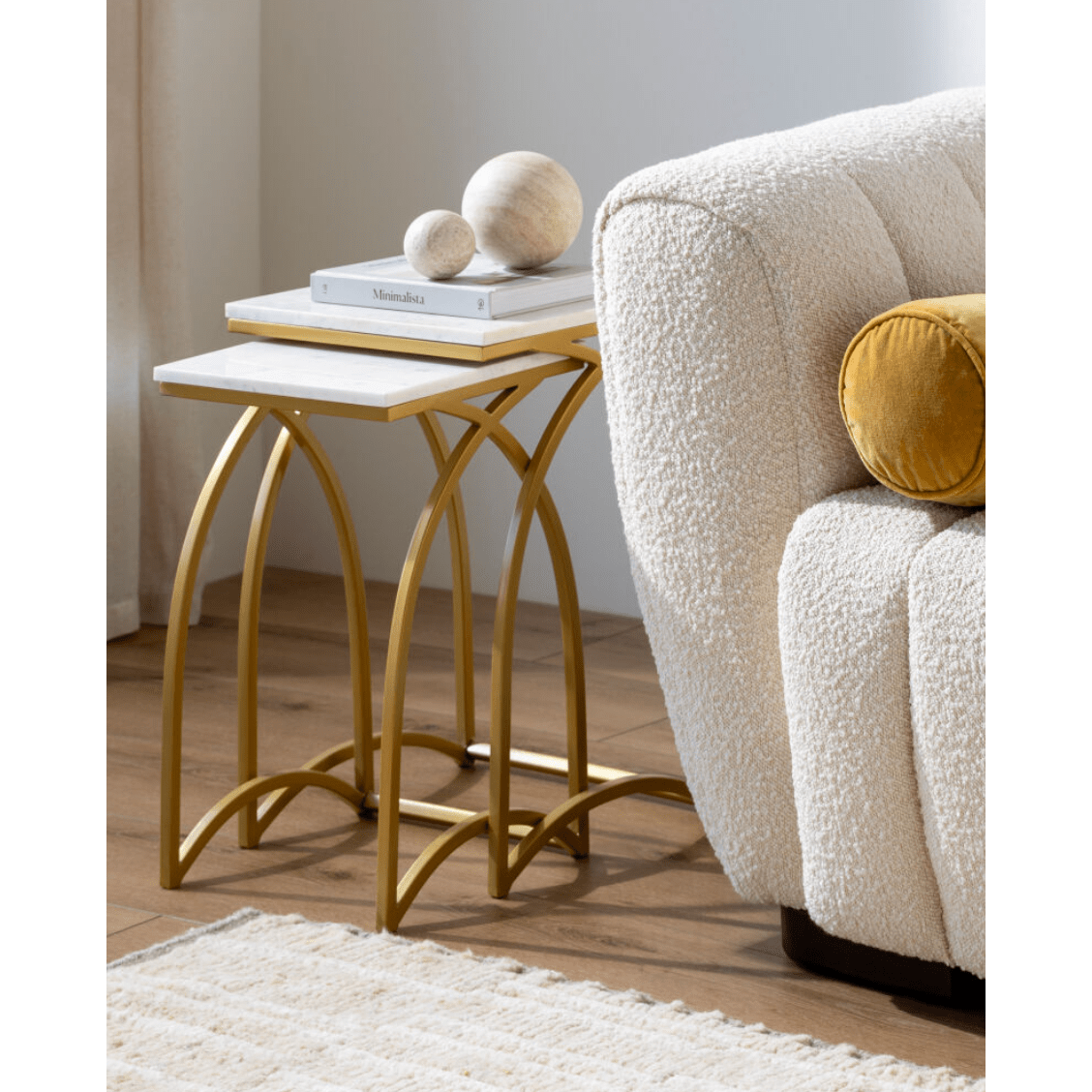 Evana Gold and Marble Nesting End Tables