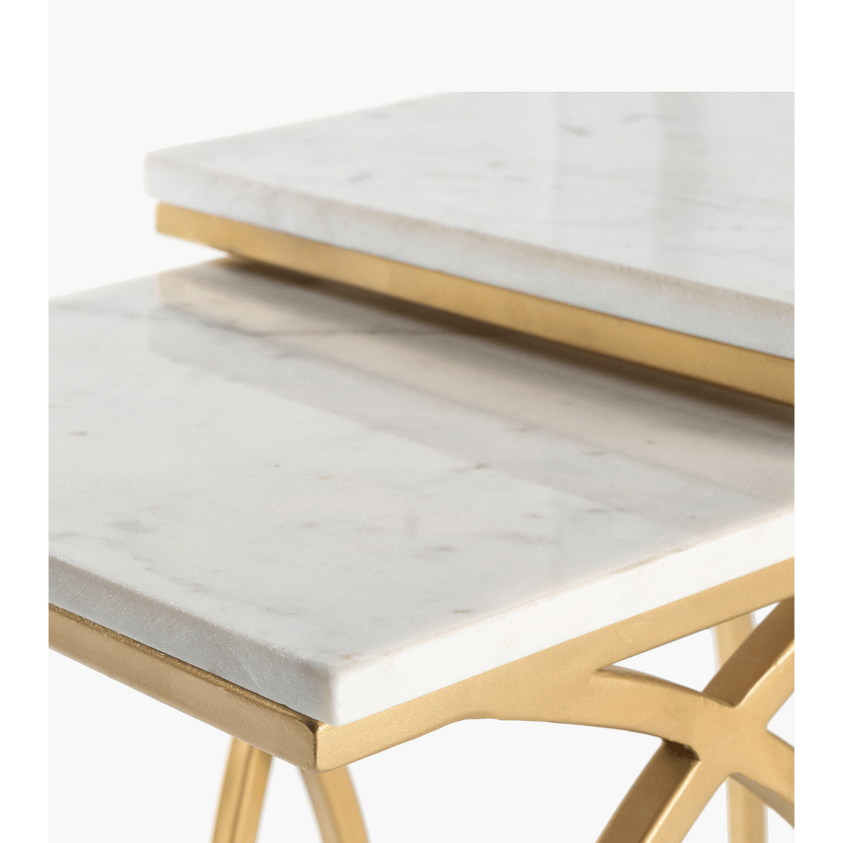 Evana Gold and Marble Nesting End Tables