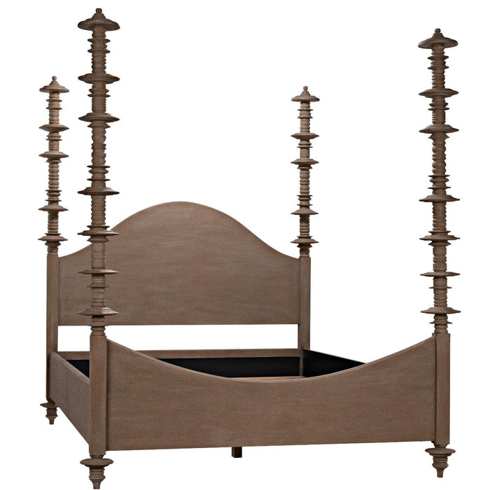 Ferret Four Poster Bed Weathered Taupe | Bone & Brass