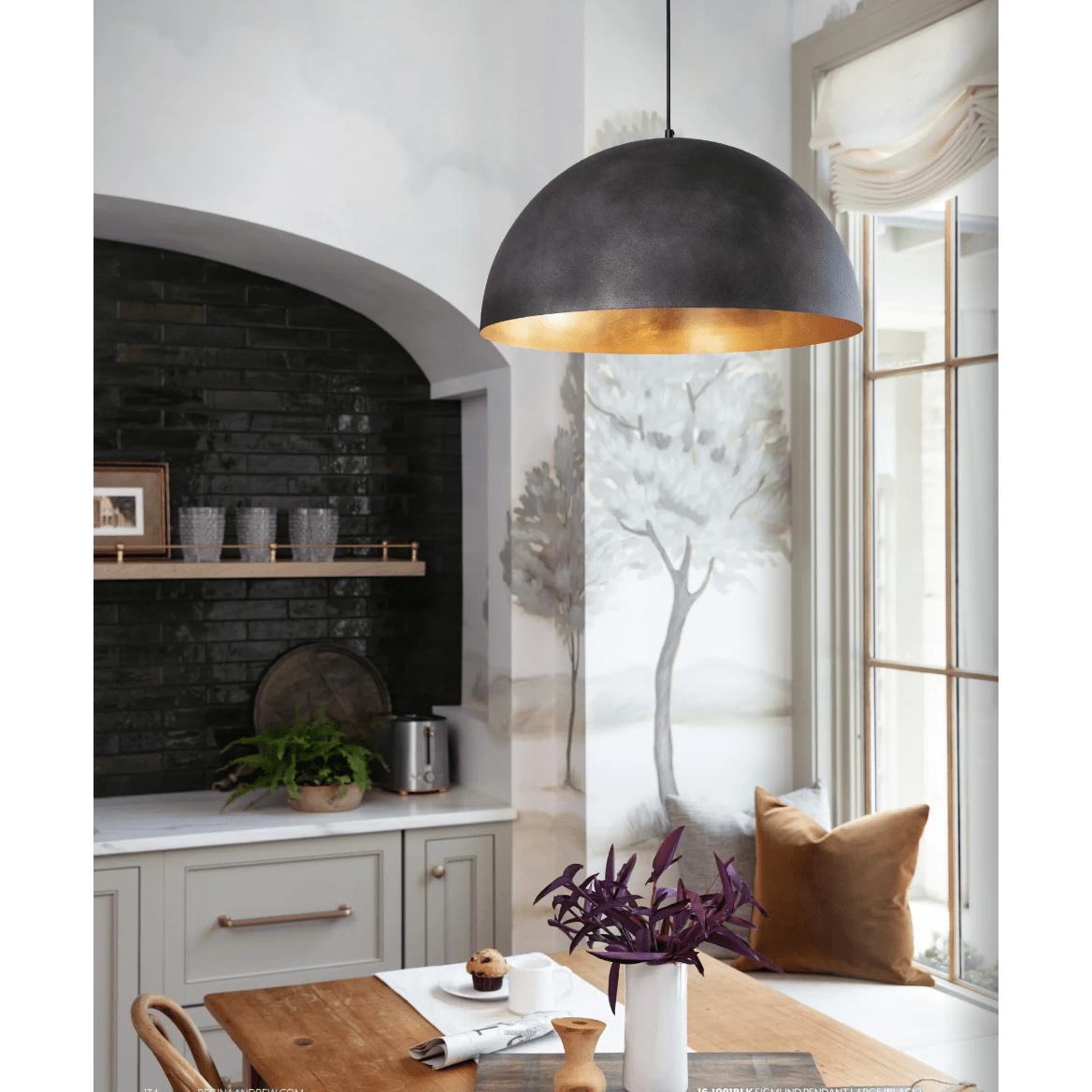 Sigmund Pendant Large Black Gold - Pendant Detail | Bone & Brass