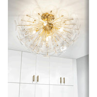 Poppy Glass & Brass Semi Flush Mount Light - Flush Mount Close Up | Bone & Brass