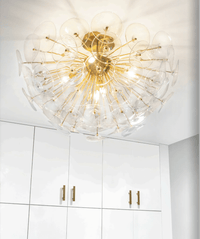 Poppy Glass & Brass Semi Flush Mount Light