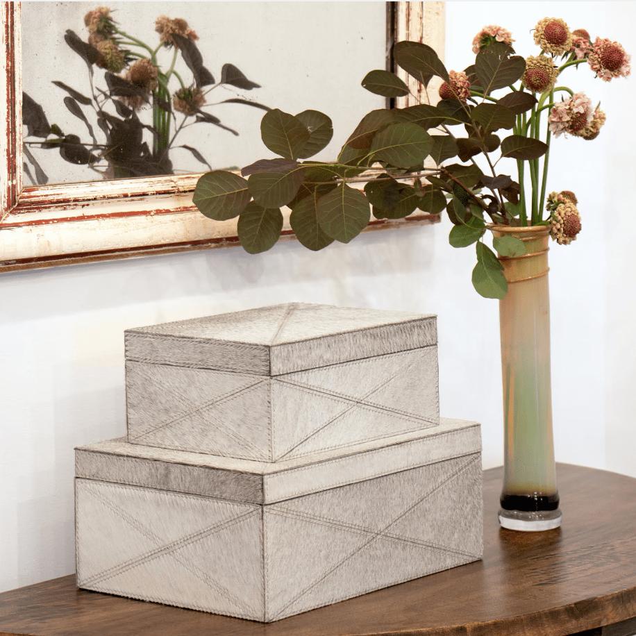 Andres Grey Hair on Hide Box Set - Box Top View | Bone & Brass