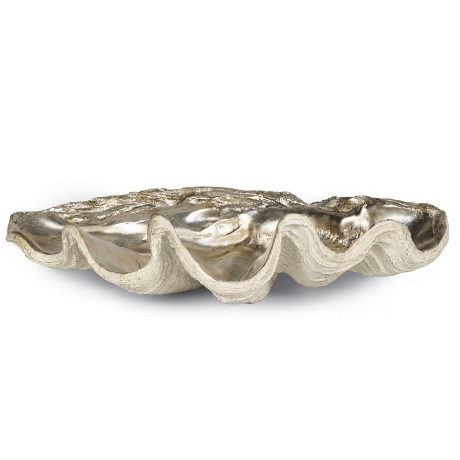 Clam Bowl Large Ambered Silver Leaf