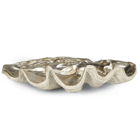 Clam Bowl Large Ambered Silver Leaf