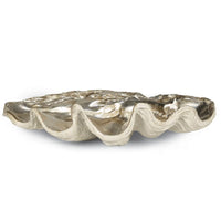 Clam Decorative Bowl | Ambered Silver Leaf | Bone & Brass