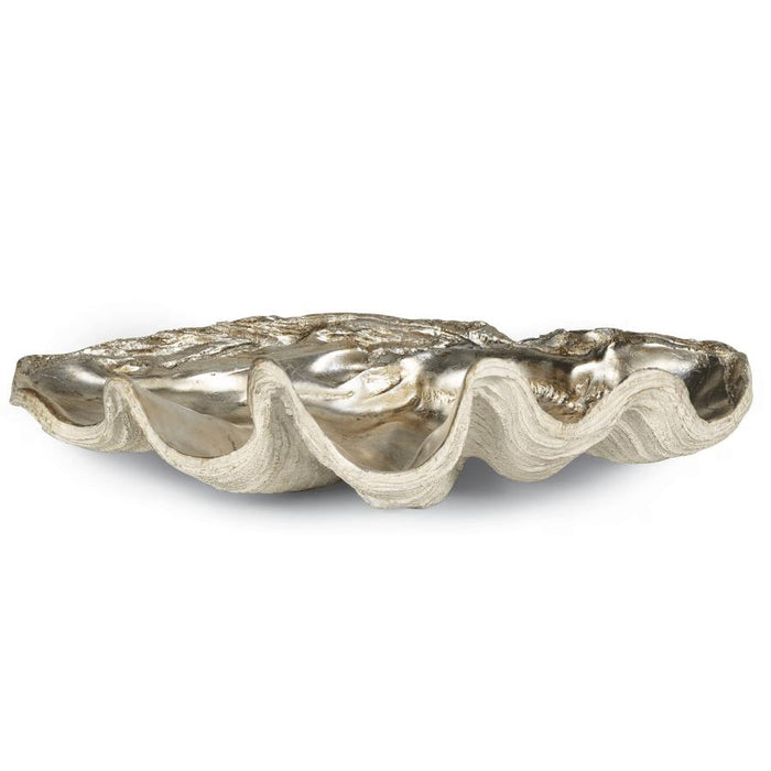 Clam Decorative Bowl | Ambered Silver Leaf | Bone & Brass