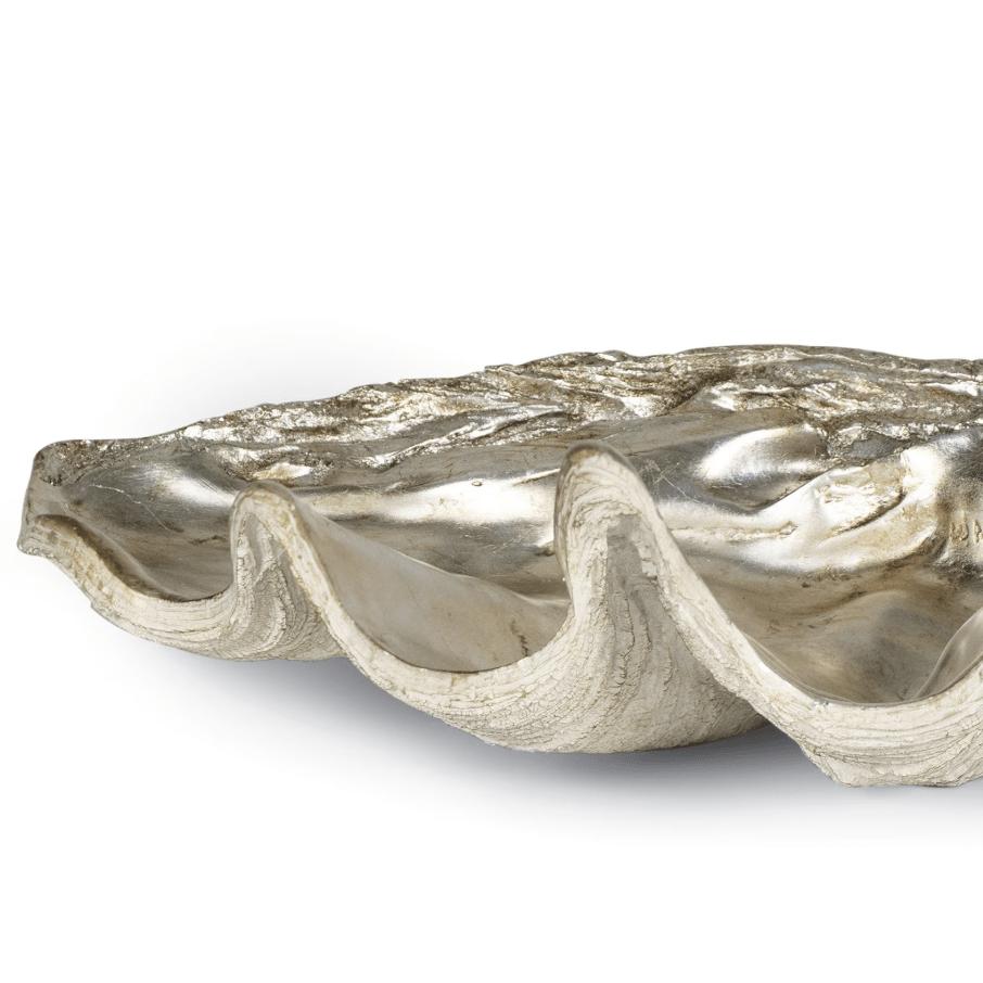 Clam Decorative Bowl | Ambered Silver Leaf - Bowl Side View | Bone & Brass