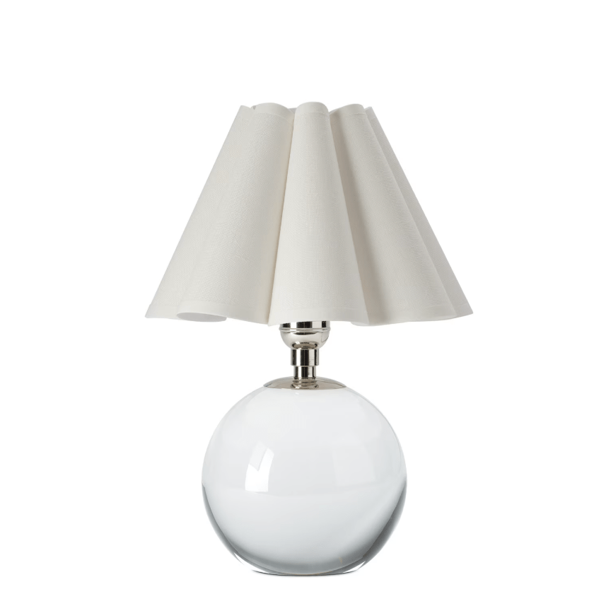 Giorgio Crystal Mini Lamp with White Shade in Polished Nickel and Natural Brass