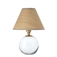 Giorgio Crystal Mini Lamp with Rattan Shade in Polished Nickel and Natural Brass