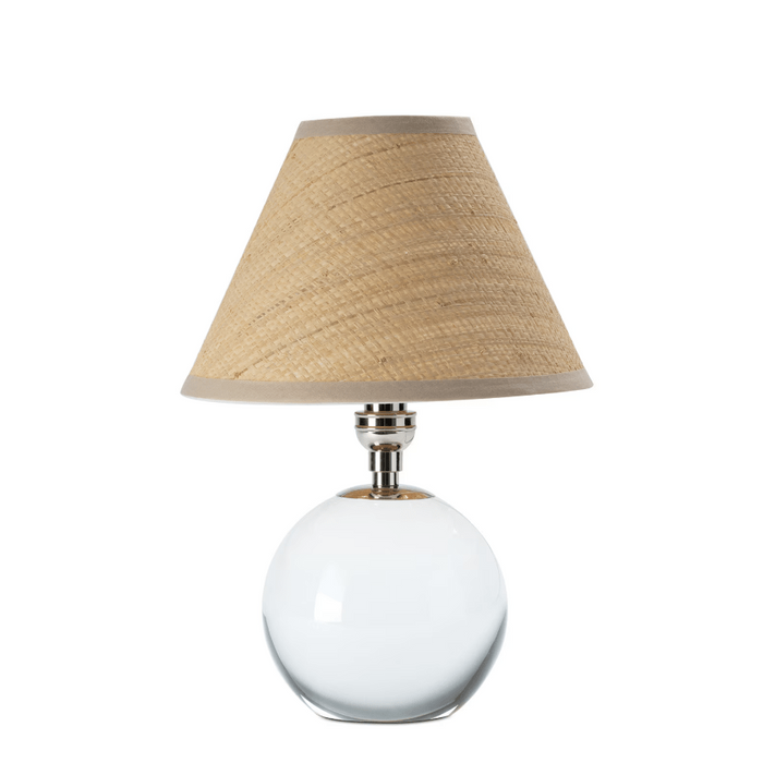 Giorgio Crystal Mini Lamp with Rattan Shade in Polished Nickel and Natural Brass