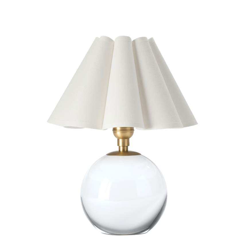 Giorgio Crystal Mini Lamp with White Shade in Polished Nickel and Natural Brass