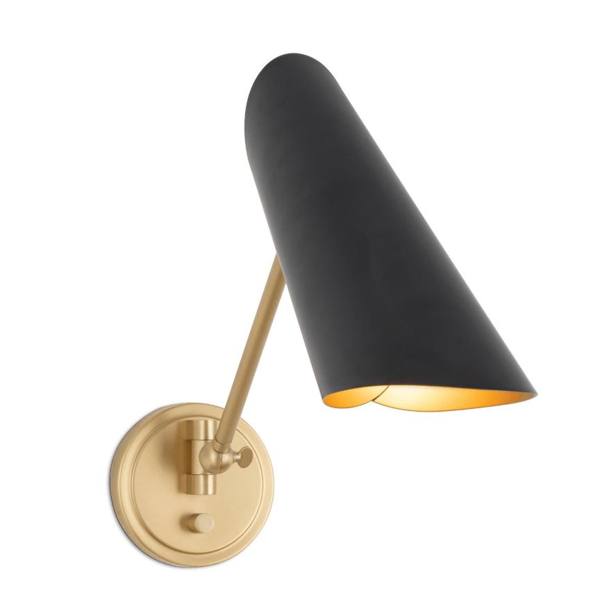 Vest Single Arm Sconce Natural Brass Interior | Bone & Brass