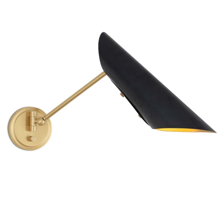 Vest Single Arm Sconce with Natural Brass Interior