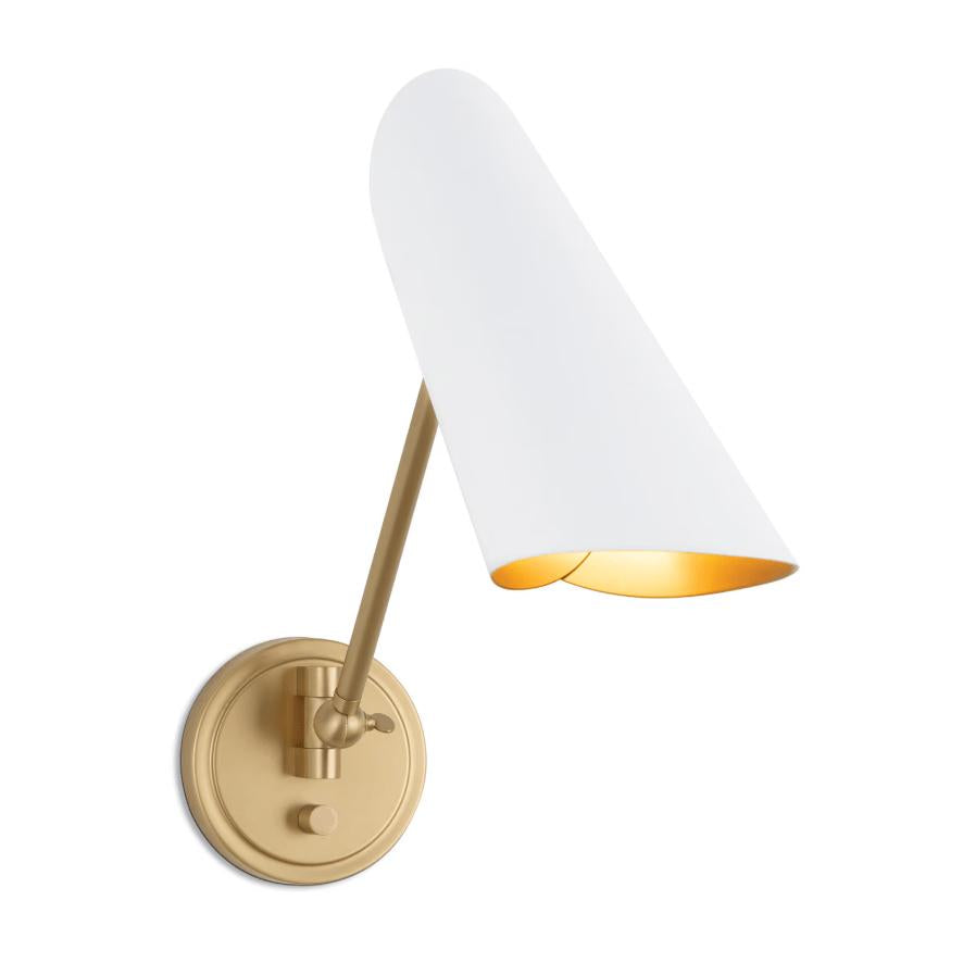 Vest Single Arm Sconce Natural Brass Interior - Sconce Close Up | Bone & Brass