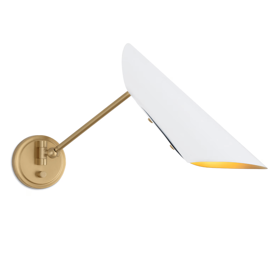 Vest Single Arm Sconce with Natural Brass Interior