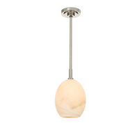 Artemis Pendant Single with Alabaster Glass in Polished Nickel, Oil Rubbed Bronze, Natural Brass