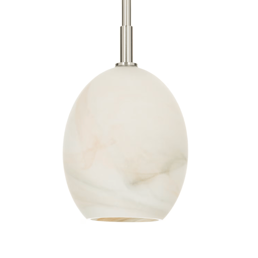 Artemis Pendant Single with Alabaster Glass in Polished Nickel, Oil Rubbed Bronze, Natural Brass