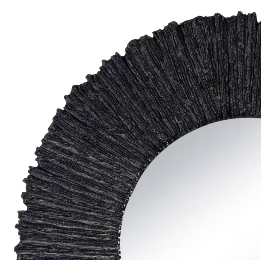 Slate Black Round Mirror - Mirror Frame Detail | Bone & Brass