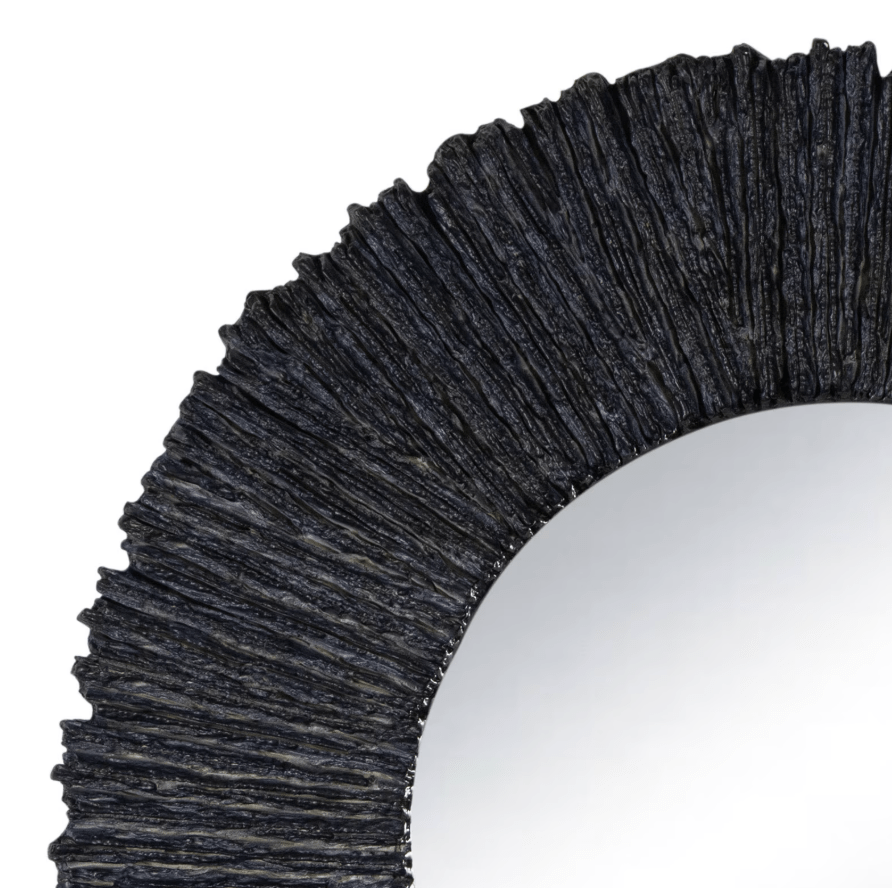 Slate Mirror Round Black