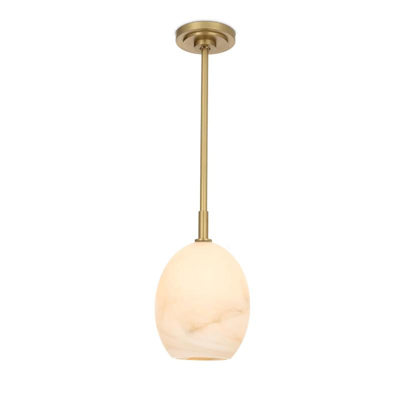 Artemis Pendant Alabaster Glass - Pendant Installed | Bone & Brass