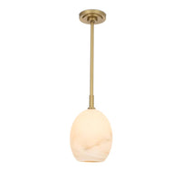 Artemis Pendant Alabaster Glass - Pendant Installed | Bone & Brass