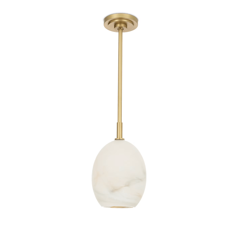 Artemis Pendant Single with Alabaster Glass in Polished Nickel, Oil Rubbed Bronze, Natural Brass