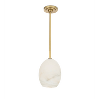 Artemis Pendant Single with Alabaster Glass in Polished Nickel, Oil Rubbed Bronze, Natural Brass