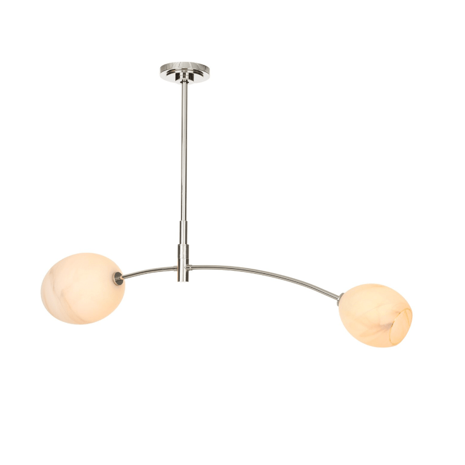 Artemis Double Pendant - Polished Nickel and Natural Brass with Alabaster Glass