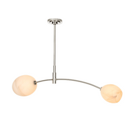 Artemis Double Pendant - Polished Nickel and Natural Brass with Alabaster Glass