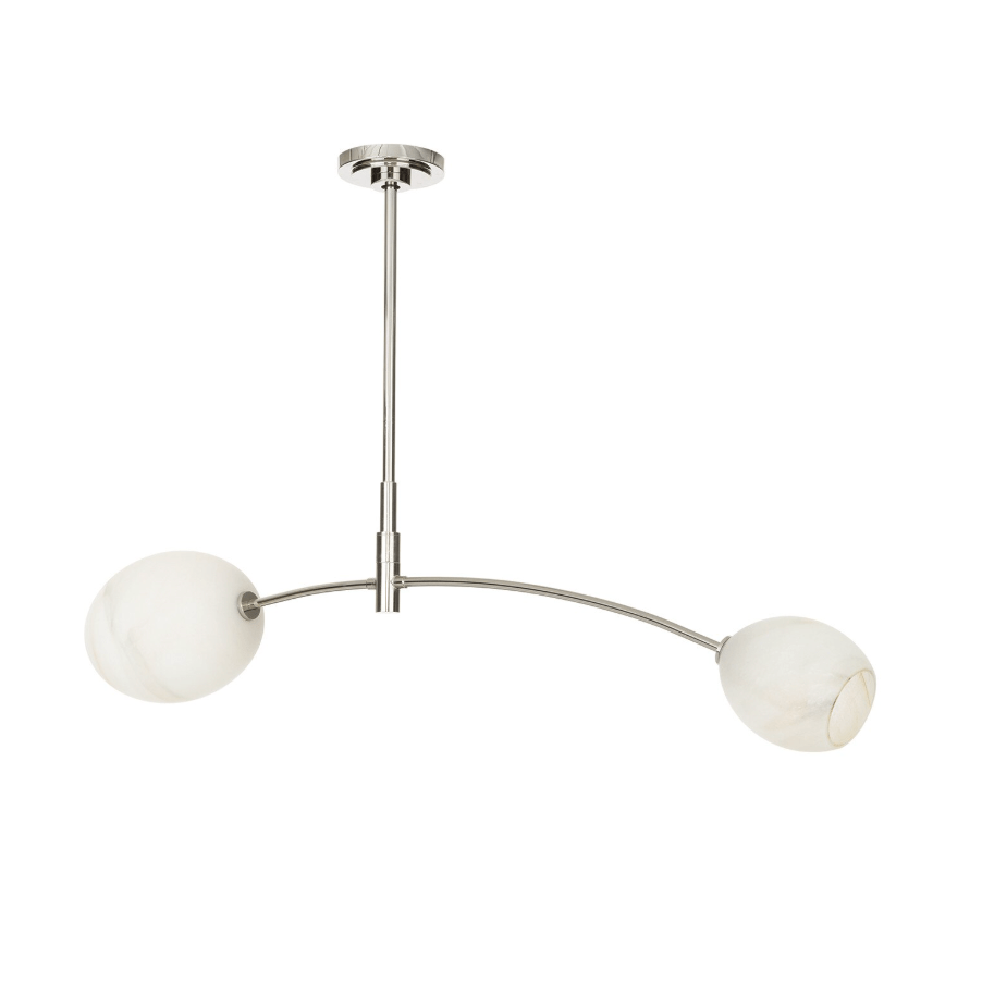 Artemis Double Pendant - Polished Nickel and Natural Brass with Alabaster Glass