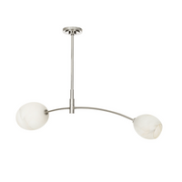 Artemis Double Pendant - Polished Nickel and Natural Brass with Alabaster Glass