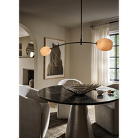 Artemis Double Pendant - Polished Nickel and Natural Brass with Alabaster Glass