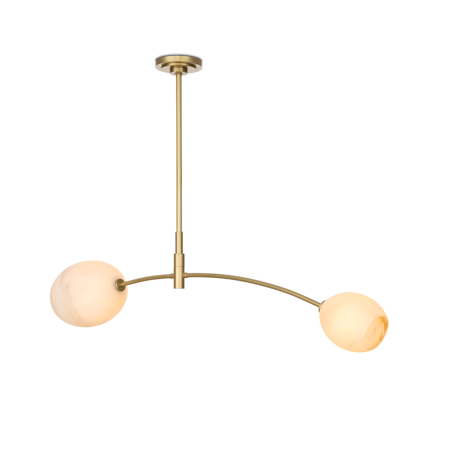 Artemis Double Pendant - Polished Nickel and Natural Brass with Alabaster Glass