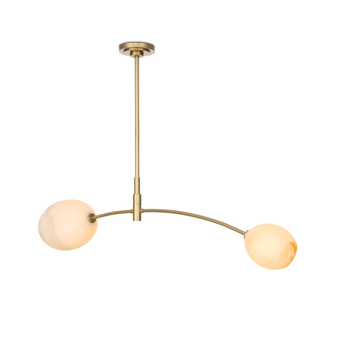 Artemis Double Pendant - Polished Nickel and Natural Brass with Alabaster Glass