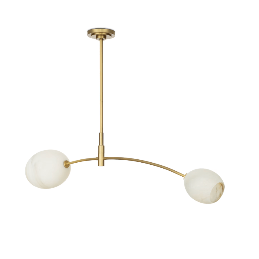 Artemis Double Pendant - Polished Nickel and Natural Brass with Alabaster Glass