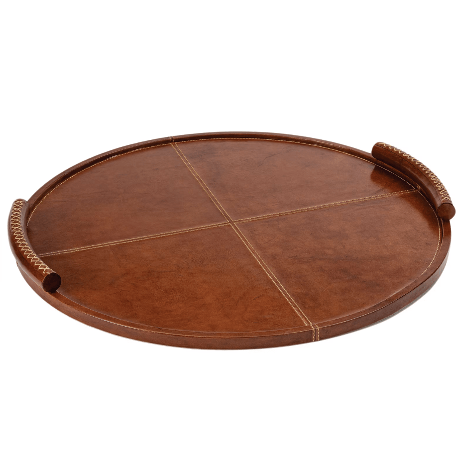 Forte Leather Large Round Tray