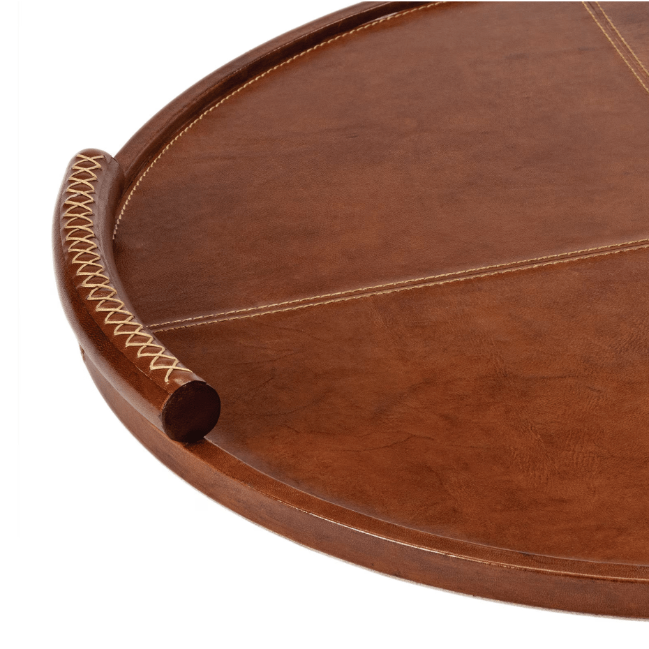 Forte Leather Large Round Tray