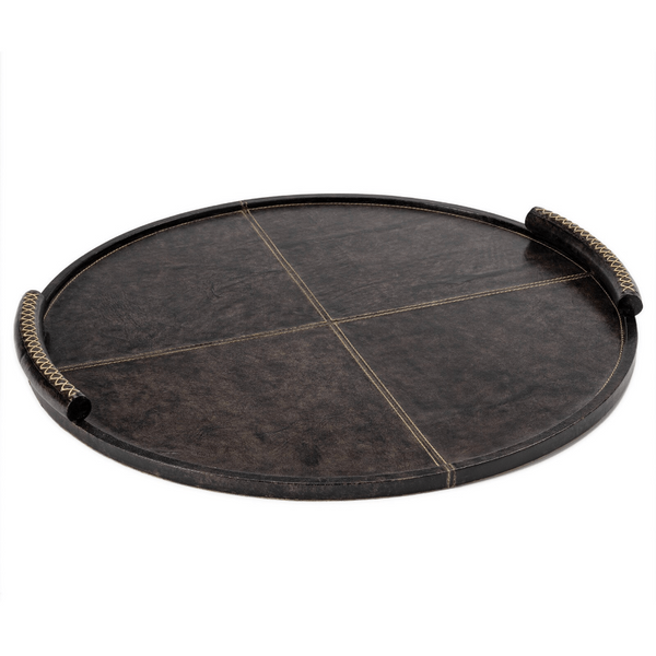 Forte Leather Large Round Tray