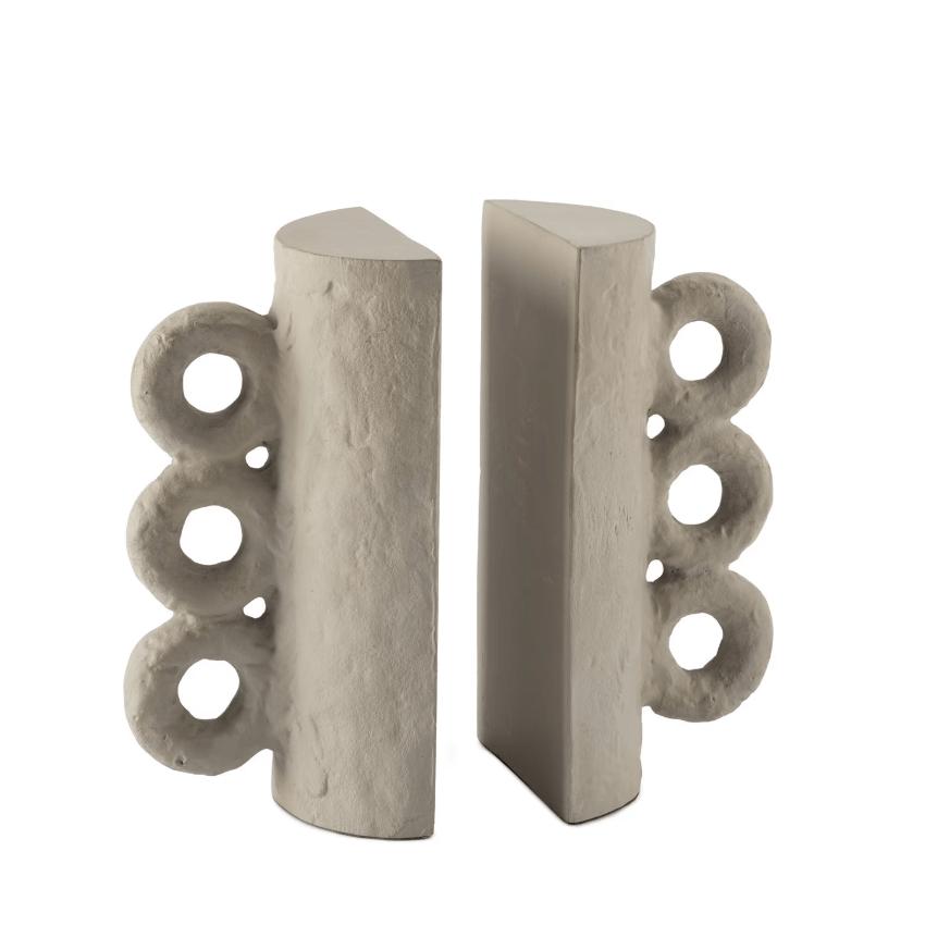 Chandra Bookend Set, Black & Grey - Close Up | Bone & Brass