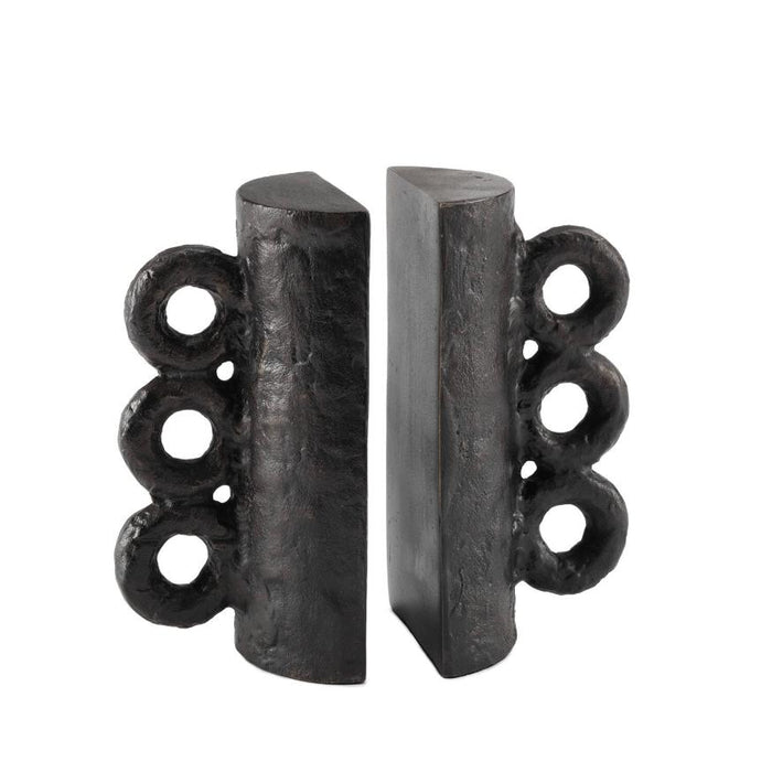 Chandra Bookend Set, Black & Grey | Bone & Brass