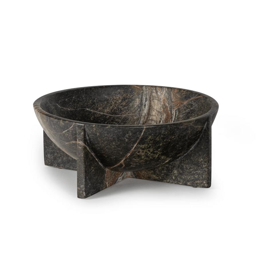 Tribune Emerald Decorative Marble Bowl - Bowl Side View | Bone & Brass