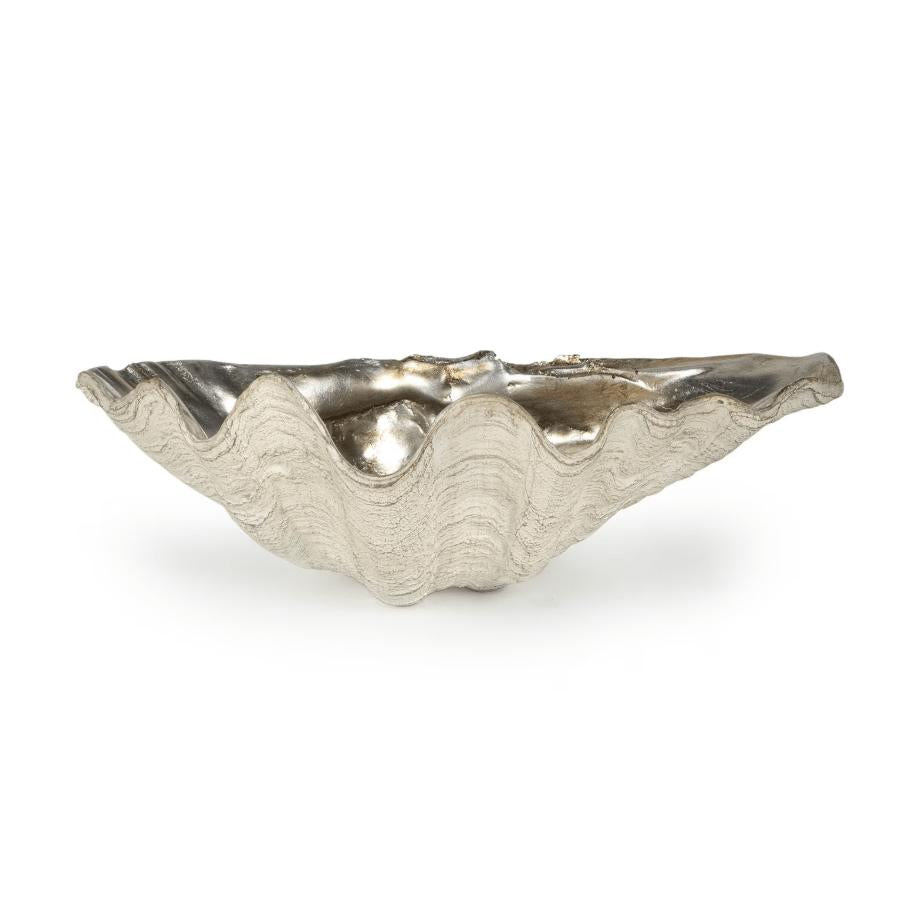 Clam Decorative Bowl | Ambered Silver Leaf - Bowl Top View | Bone & Brass